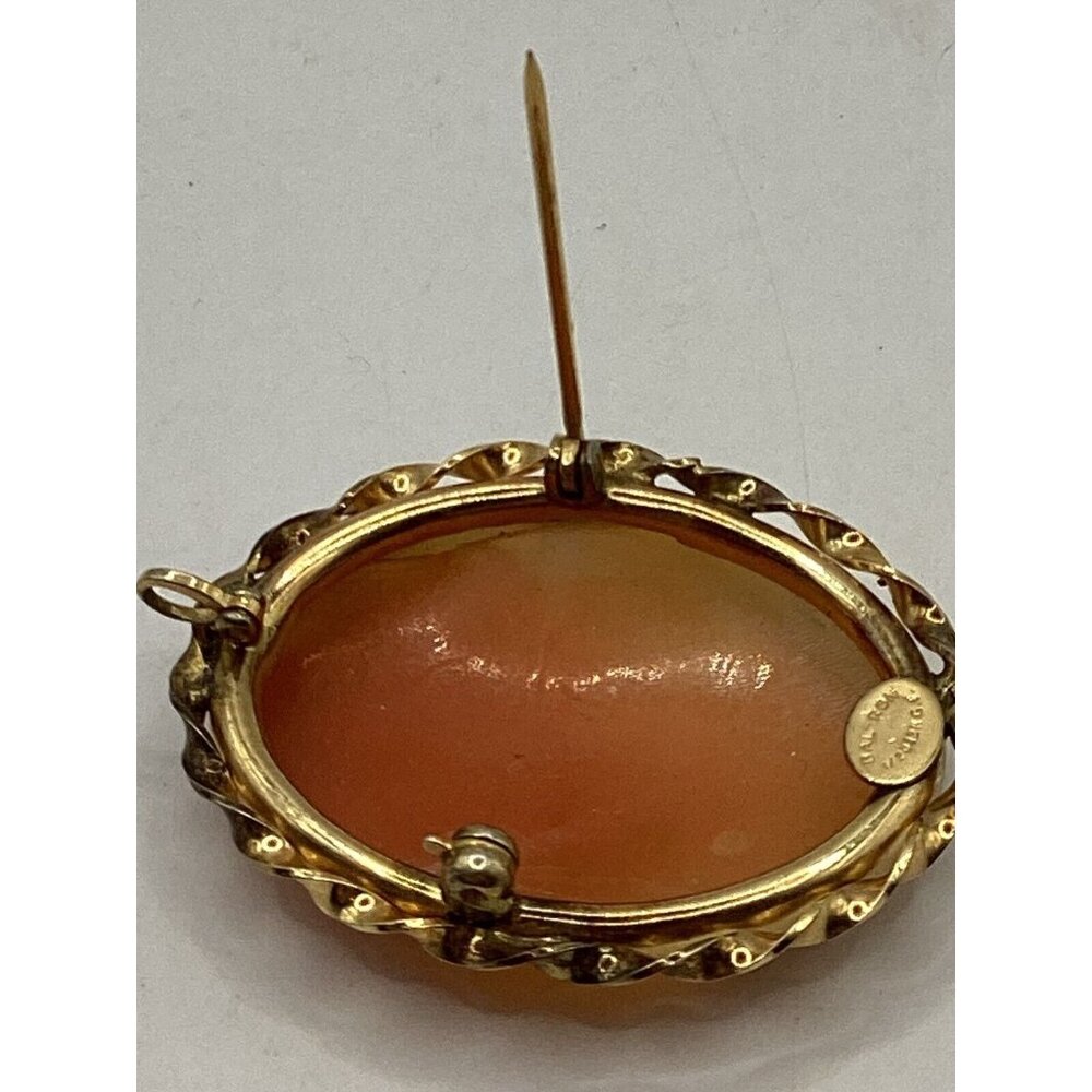 Bal Ron Gold Filled Framed Carved Shell Victorian Portrait Cameo Brooch-Pendant - Picture 6 of 7
